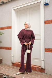 Pelerinli Modal Takım Bordo