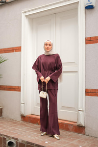 Pelerinli Modal Takım Bordo