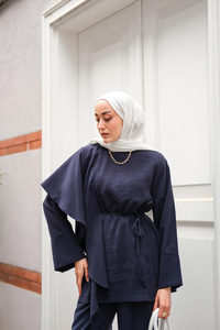 Pelerinli Modal Takım Lacivert