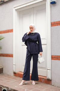 Pelerinli Modal Takım Lacivert