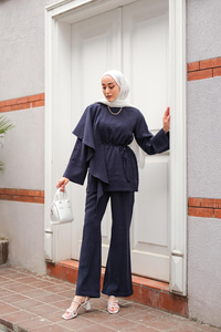 Pelerinli Modal Takım Lacivert