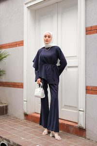 Pelerinli Modal Takım Lacivert