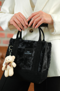 Peluş Ve Ayıcık Detay Çanta Siyah