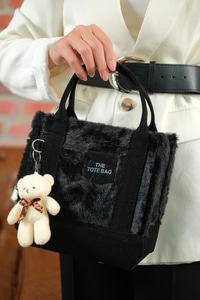 Peluş Ve Ayıcık Detay Çanta Siyah