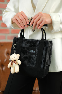 Peluş Ve Ayıcık Detay Çanta Siyah