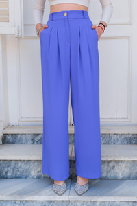 Pile Detay Boru Paça Pantolon Lila