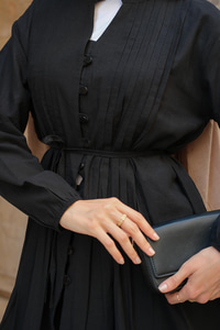 Pile Detay Düğmeli Takım Siyah