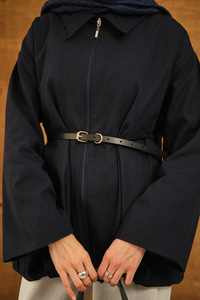 Pile Detay Gabardin Ceket Lacivert