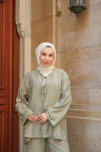 Pile Detay İkili Takım Haki Yeşil