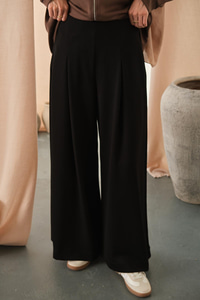 Pile Detay Pantolon Siyah