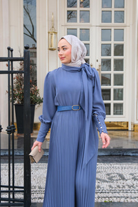 Pile Detay Tulum İndigo Mavi