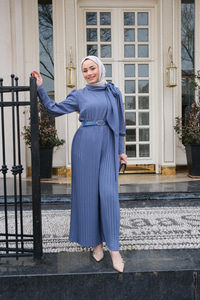 Pile Detay Tulum İndigo Mavi