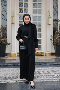 Pile Detay Tulum Siyah