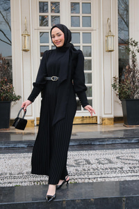 Pile Detay Tulum Siyah