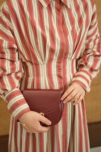 Pile Detaylı Gömlek Elbise Kiremit