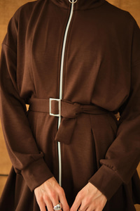 Pile Detaylı Tokalı Takım Kahverengi