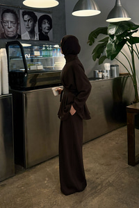 Pile Detaylı Tokalı Takım Kahverengi