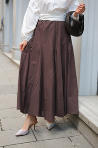 Pile Detaylı Vual Etek Kahverengi