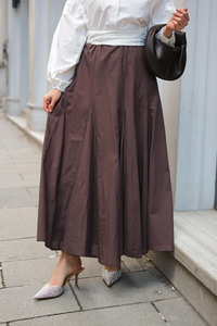 Pile Detaylı Vual Etek Kahverengi