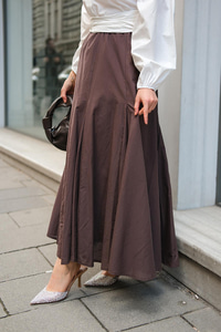 Pile Detaylı Vual Etek Kahverengi