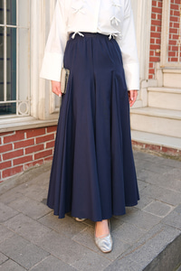 Pile Detaylı Vual Etek Lacivert