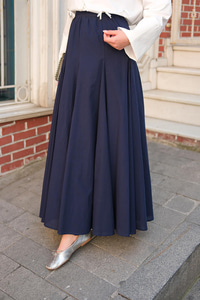 Pile Detaylı Vual Etek Lacivert