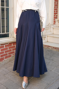 Pile Detaylı Vual Etek Lacivert