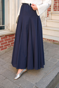 Pile Detaylı Vual Etek Lacivert
