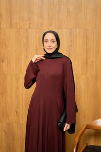 Pile Dikiş Detay Elbise Bordo