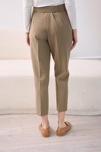 Pile Ve Kemer Detaylı Kumaş Pantolon Yeşil