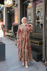 Pilea Luna Gipeli Elbise Açık Kahve