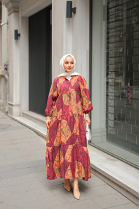 Pilea Luna Gipeli Elbise Bordo