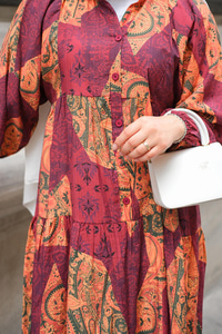 Pilea Luna Gipeli Elbise Bordo