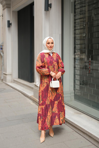 Pilea Luna Gipeli Elbise Bordo