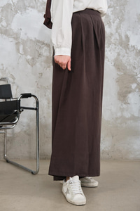 Pileli Bol Paça Pantolon Kahverengi