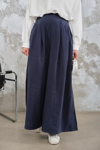 Pileli Bol Paça Pantolon Lacivert