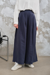 Pileli Bol Paça Pantolon Lacivert