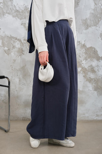 Pileli Bol Paça Pantolon Lacivert