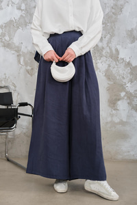 Pileli Bol Paça Pantolon Lacivert