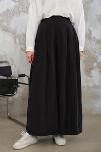 Pileli Bol Paça Pantolon Siyah