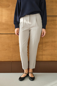 Pileli Düz Paça Pantolon Açık Gri