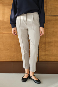 Pileli Düz Paça Pantolon Açık Gri