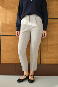 Pileli Düz Paça Pantolon Açık Gri