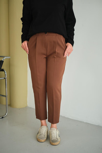 Pileli Düz Paça Pantolon Kahverengi