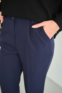 Pileli Düz Paça Pantolon Lacivert