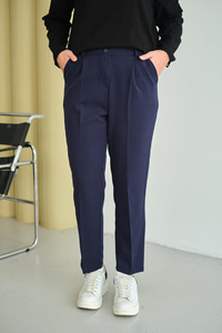 Pileli Düz Paça Pantolon Lacivert