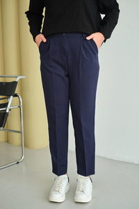 Pileli Düz Paça Pantolon Lacivert