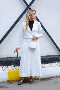 Pileli Etekli Takım Ekru