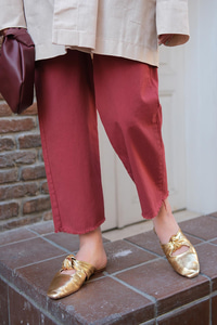 Pileli Ham Pantolon Bordo