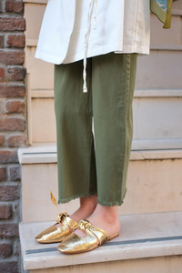 Pileli Ham Pantolon Haki Yeşil